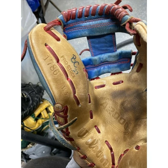 Custom Wilson A2000 1786 11.5" I Web Baseball Glove Blue Red 4 Custom Wilson A2000 1786 11.5" I Web Baseball Glove Blue Red - Image 4
